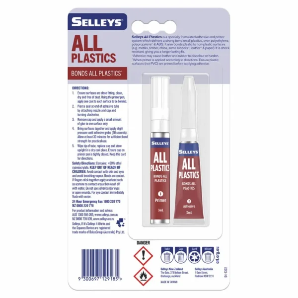 Selleys Power Grip All Plastic Glue 3mL – Strong and fast-setting super glue designed for bonding all plastics and more.