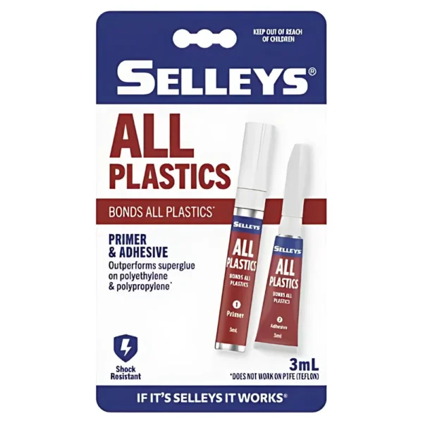 Selleys Power Grip All Plastics 3mL – Fast-setting super glue for strong, shock-resistant bonds on all plastics and other materials.