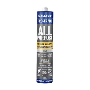 Selleys Pro Trade All Purpose Silicone 300g tube, a high-quality, neutral cure sealant for waterproofing, bonding, and mould prevention.