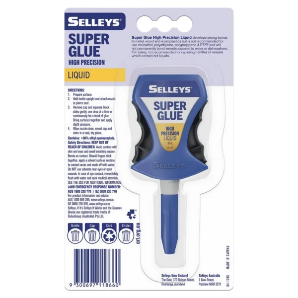 Selleys Quick Fix Control Bottle Supa Glue 3g – High-strength, quick-drying adhesive for accurate application.