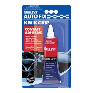 Buy Selleys Autofix Kwik Grip AF02 50mL – a high-strength adhesive with instant grab, 130°C heat resistance, and resistance to water, oil, acids, and alkalis.