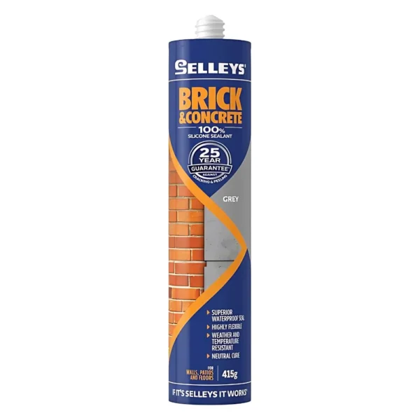 Selleys Brick & Concrete Silicone 415g – a durable, weather-resistant sealant for sealing and bonding bricks, concrete, and masonry surfaces.