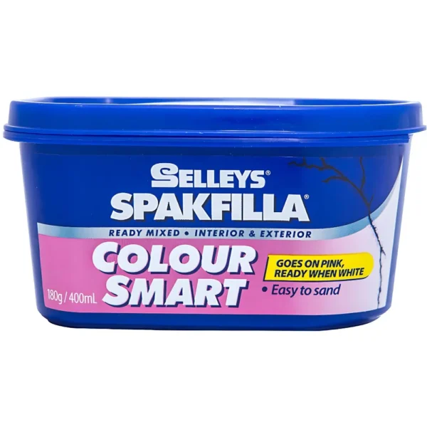 Selleys Spakfilla ColourSmart Gap Filler 180g tube, a ready-to-use lightweight filler that changes color from pink to off-white when dry.