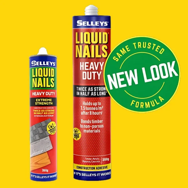 Selleys Liquid Nails Heavy Duty 350g – a heavy-duty adhesive with superior strength, no slump, and excellent water and weather resistance.