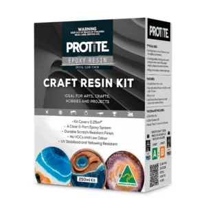 Protite Epoxy Craft Resin Kit 250ml – Clear, high-gloss finish for crafts, woodworking, and art projects. Durable and easy to use with a 1:1 mix ratio.