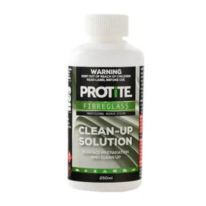 Protite Fibreglass Cleanup Solution 250ML, designed for easy removal of resin, adhesives, and fibreglass residue from tools and surfaces.