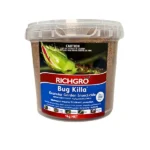 A 1kg container of Richgro Bug Killa granular garden insecticide, designed for effective pest control in gardens