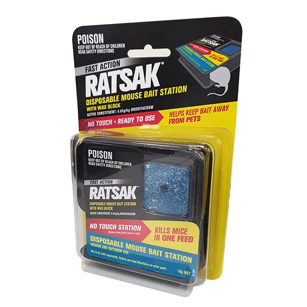 RATSAK Fast Action Reusable Rodent Bait Station With Wax Blocks
