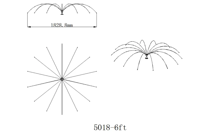 Pestrol Spider Bird Deterrent - 6ft - Technical Drawing