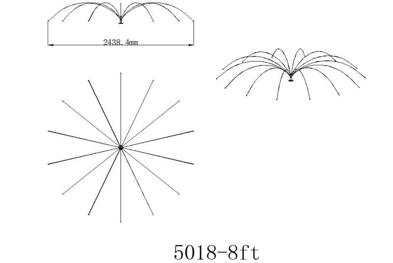 Pestrol Spider Bird Deterrent - 8ft - Technical Drawing