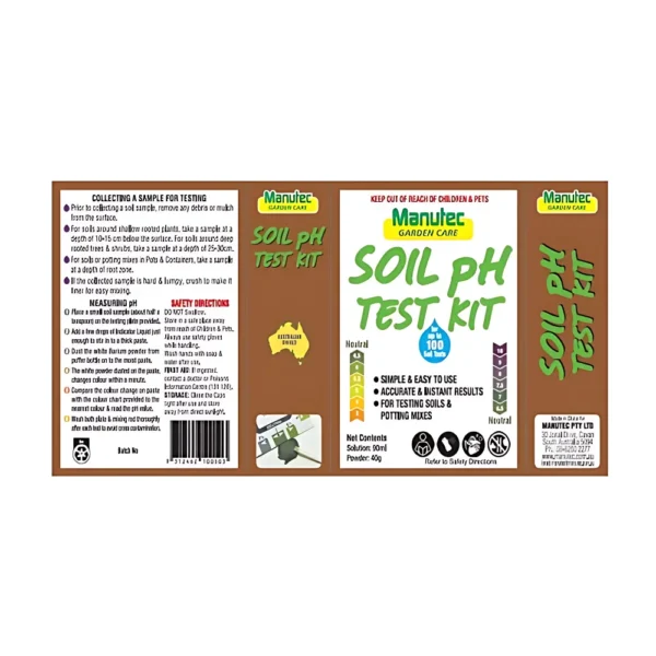 Manutec Soil pH Test Kit with testing materials