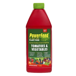 PowerFeed Tomato & Vegetable Concentrate - 1L, a premium liquid fertiliser designed to promote healthy growth and high yields in tomatoes and vegetables.