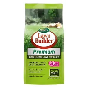 Scotts Premium Lawn Builder bag for vibrant, healthy grass.