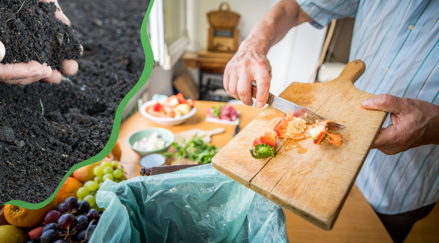 Saving the food left overs for composting