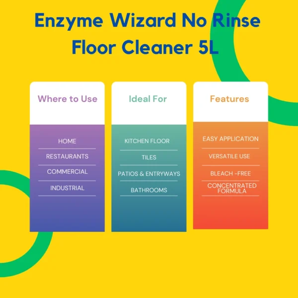 Enzyme Wizard No Rinse Floor Cleaner 5L – Biodegradable, streak-free floor cleaner