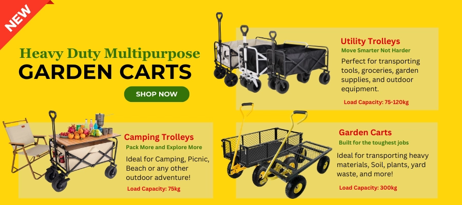 Three different Trolleys and garden carts.