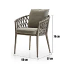 Pietra outdoor dining chair with woven backrest and cushioned seat