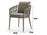 Pietra outdoor dining chair with woven backrest and cushioned seat