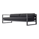 Modern black metal outdoor sofa with sleek design