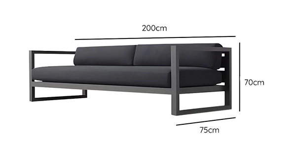 Notte Outdoor Three Seater Sofa with dimensions