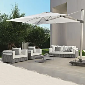 Modern Outdoor Seating Arrangement with Umbrella