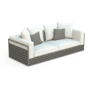 Outdoor Woven Three-Seater Sofa with Cushions