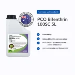 PCO Bifenthrin 100SC 5L professional insecticide container with Australian made certification and key feature bullet points