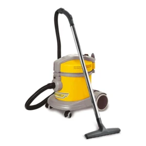 Yellow compact vacuum cleaner with ergonomic design and advanced cleaning technology