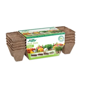 Jiffy biodegradable peat pots for eco-friendly seed starting and gardening.