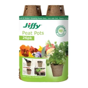 Jiffy Peat Pots 26 Pack for eco-friendly and biodegradable seed starting.