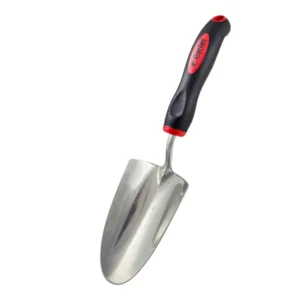 Stainless steel hand trowel with a comfortable ergonomic handle, perfect for gardening tasks