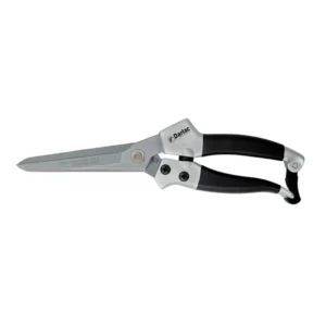 Heavy-duty garden shears with sharp stainless steel blades and ergonomic handles for trimming hedges, shrubs, and small branches.