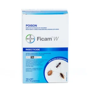 Ficam W Insecticide in a 400g container, effective for controlling ants, cockroaches, and other pests.