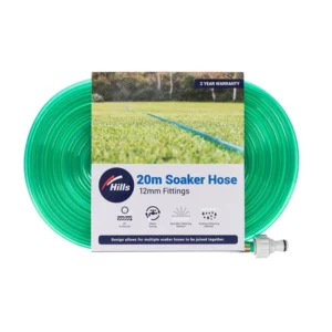 20m Soaker Hose in green with 12mm fittings, designed for efficient and controlled watering of gardens and flower beds