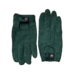 Pair of green gardening gloves with adjustable wrist strap for comfortable and secure fit.