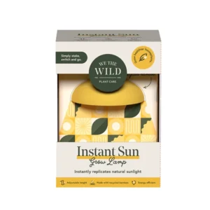 We The Wild Instant Sun Grow Lamp packaging, designed to provide natural sunlight for indoor plants.