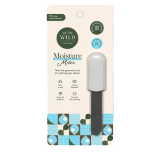 We The Wild Moisture Meter packaging for easy plant care, designed to monitor soil moisture levels.