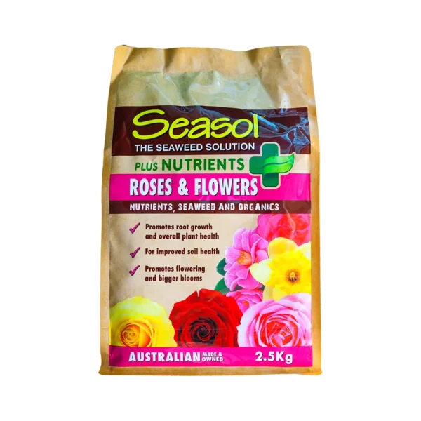 Seasol Plus Nutrients Rose & Flower 2.6kg - Effective plant and soil treatment and booster for vibrant blooms and healthy growth in roses and flowering plants.