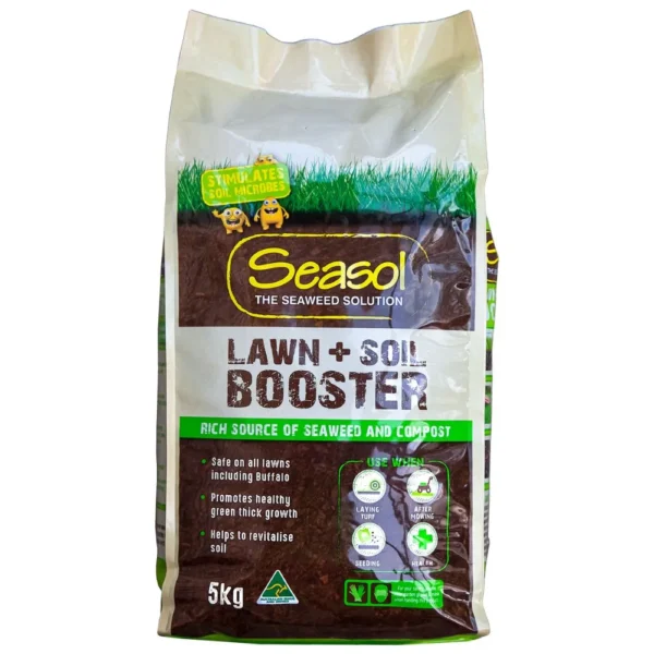 Seasol Lawn + Soil Booster 5kg - A premium soil booster with natural seaweed and compost to improve soil health, moisture retention, and lawn vitality.