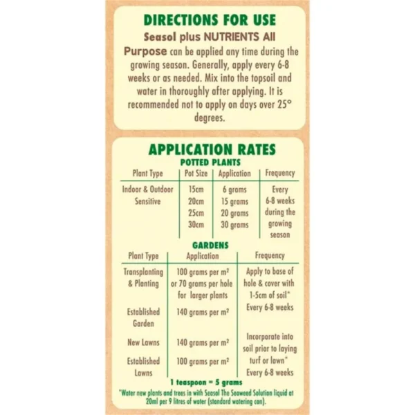 Seasol Plus Nutrients All Purpose 2.5kg for enhanced plant growth