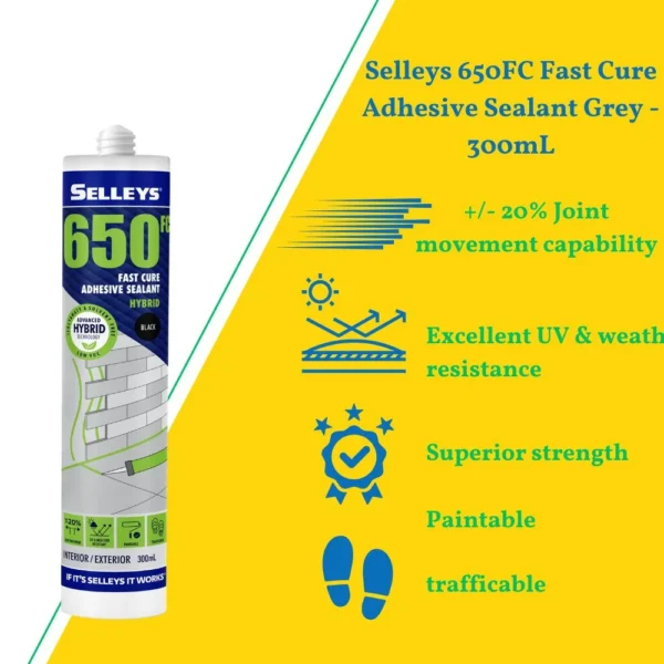 Selleys 650FC Fast Cure Adhesive Sealant White - 300mL for excellent adhesion and durability