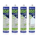 Selleys 655FC Fast Cure Adhesive Sealant Clear, a 290mL hybrid adhesive for strong and lasting bonds on glass, metal, and ceramics.