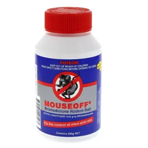 MOUSEOFF Bromadiolone Rodent Grain Bait Bottle 200g for effective rodent control.