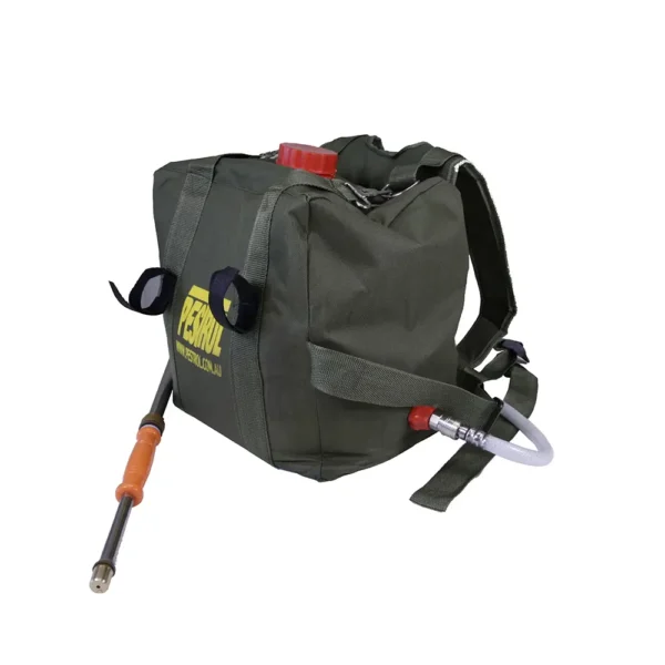 Fire Fighting Knapsack 15L capacity in dark green with polyethylene hose