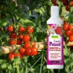 Manutec Liquid Potash Plus 450mL bottle labeled as a booster for fruits and blooms.